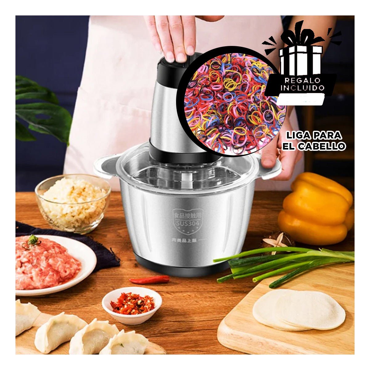 MEZCLADOR DE ALIMENTOS 3L PLATEADO DE ALTA CALIDAD POTENTE Y DURADERO YLIGAS REGALO - 2