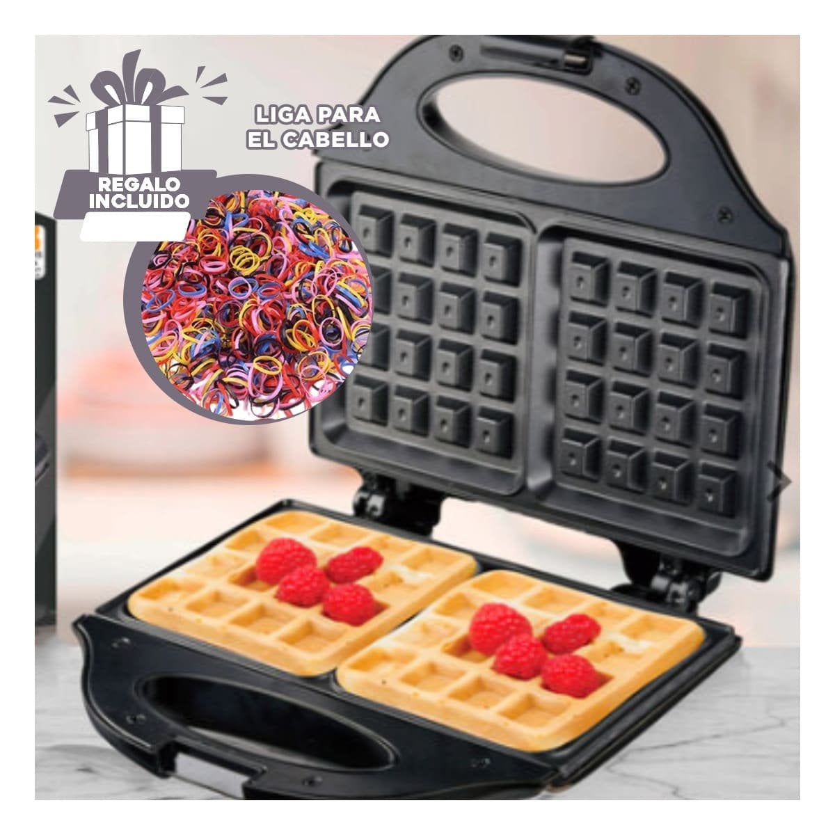 PLANCHA DOBLE WAFLERA SANDWICHERA NEGRO ANTIADHERENTE POTENTE PARA COCINA YLIGAS REGALO - 2