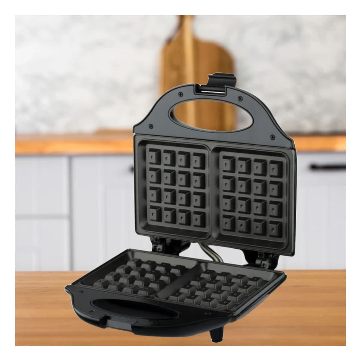 SANDWICHERA DOBLE WAFLERA NEGRO ELECTRICA PARA HOGAR YPAPEL REGALO - 1