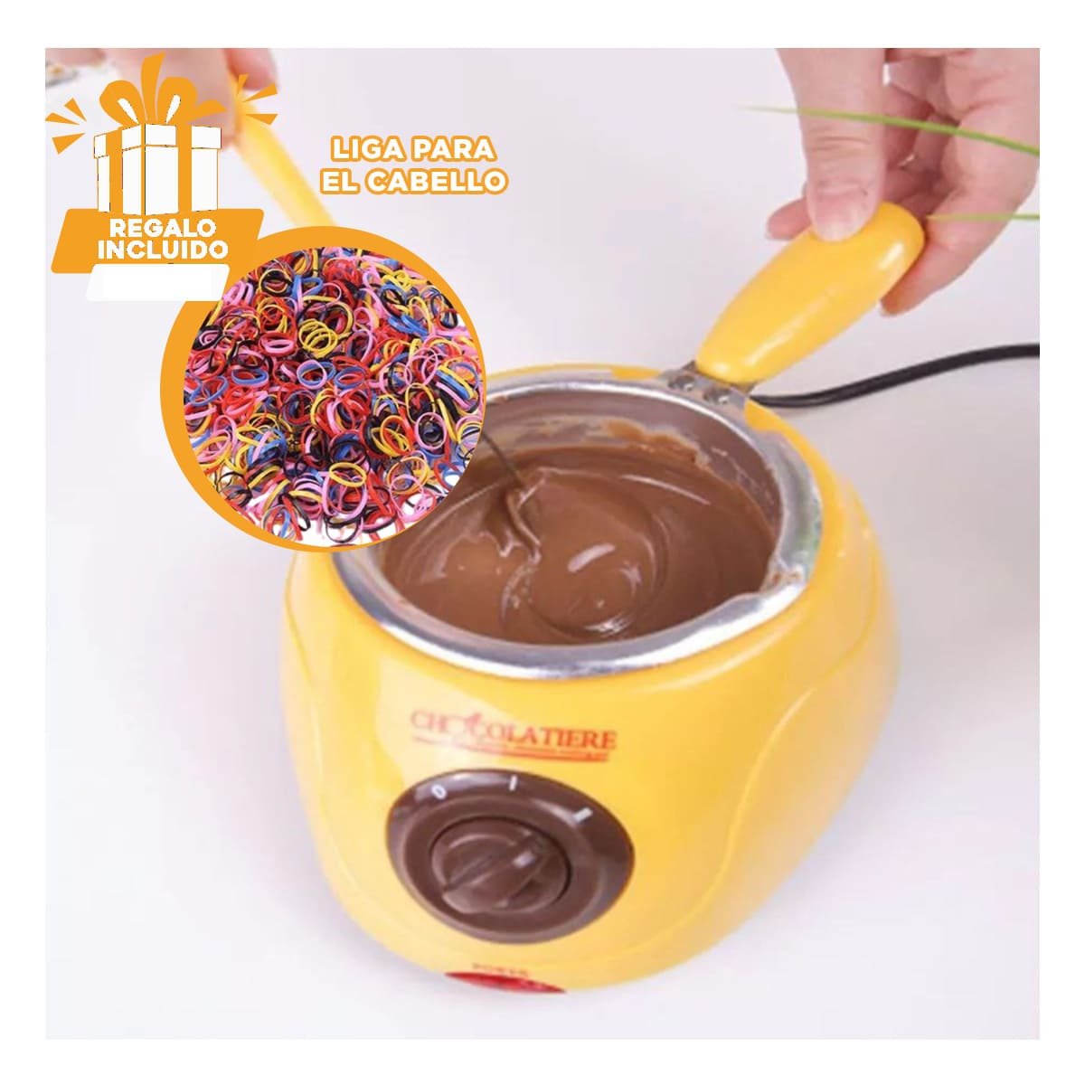 HERVIDOR CHOCOLATERO CON ACCESORIOS AMARILLO PARA PREPARAR BEBIDAS EN CASA YLIGAS REGALO - 2