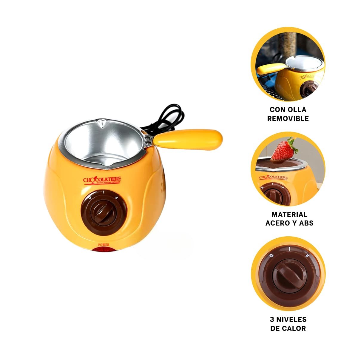 CAFETERA CHOCOLATERA CON ACCESORIOS AMARILLO PARA CASA HOGAR YPAPEL REGALO - 5