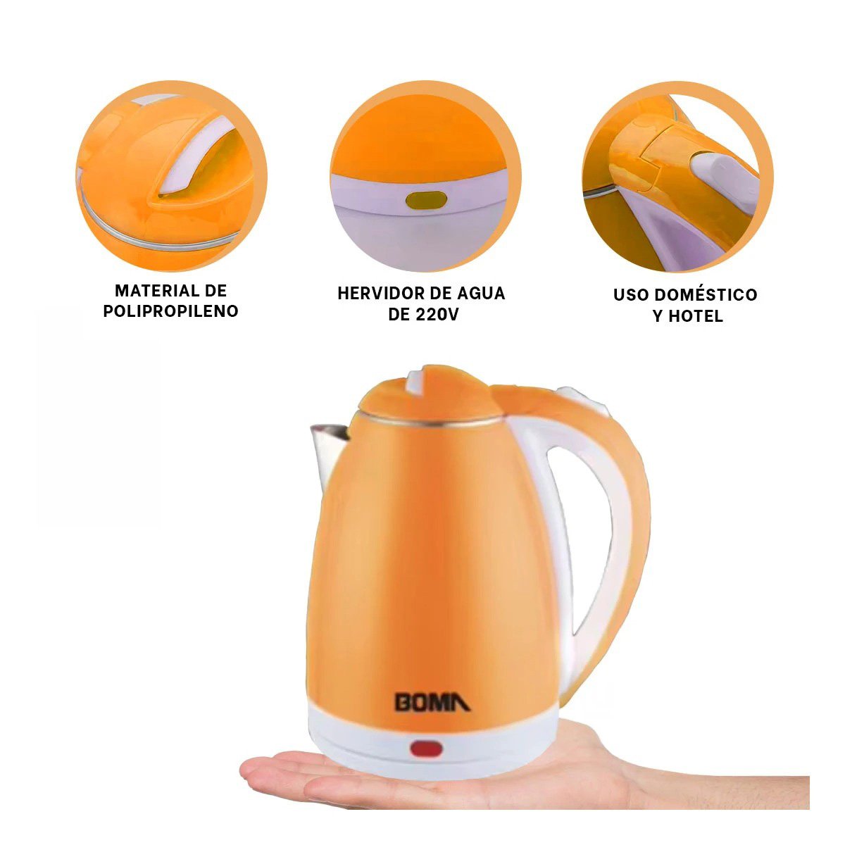 HERVIDOR PEQUEÑO 2L NARANJA CON TECNOLOGIA DE CALENTAMIENTO YSTICKY - 5