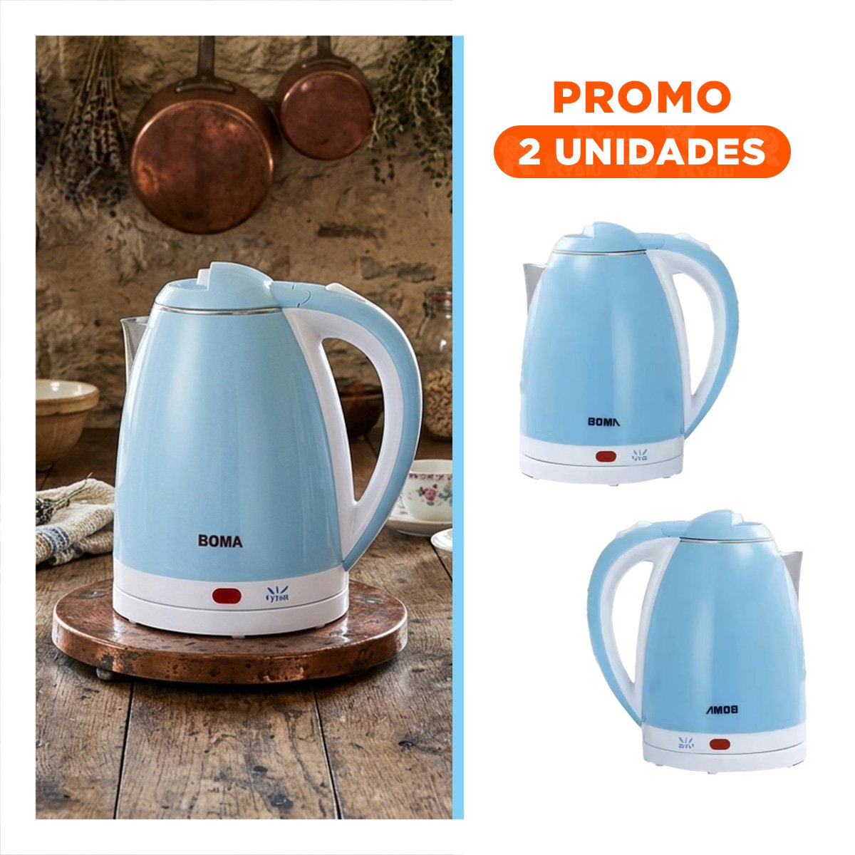 PACK2 CALENTADOR COMPACTO 2L CELESTE PARA AGUA CALIENTE YREGALO STICKER - 1