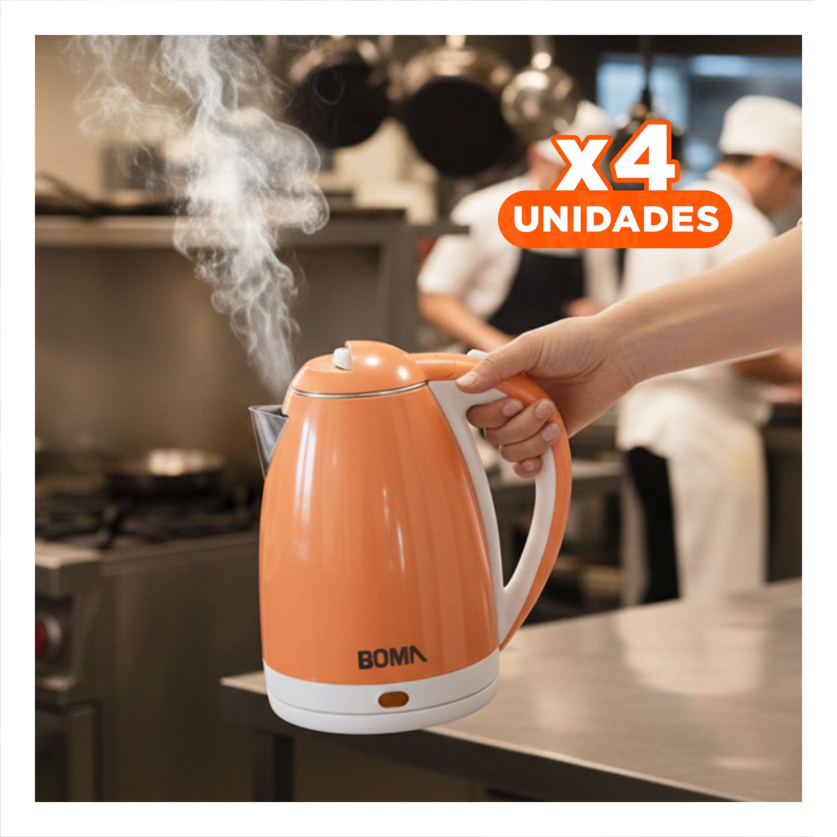 PACK4 TETERA PORTATIL 2L NARANJA PARA BEBIDAS CALIENTES RAPIDAS YREGALO STICKER - 1