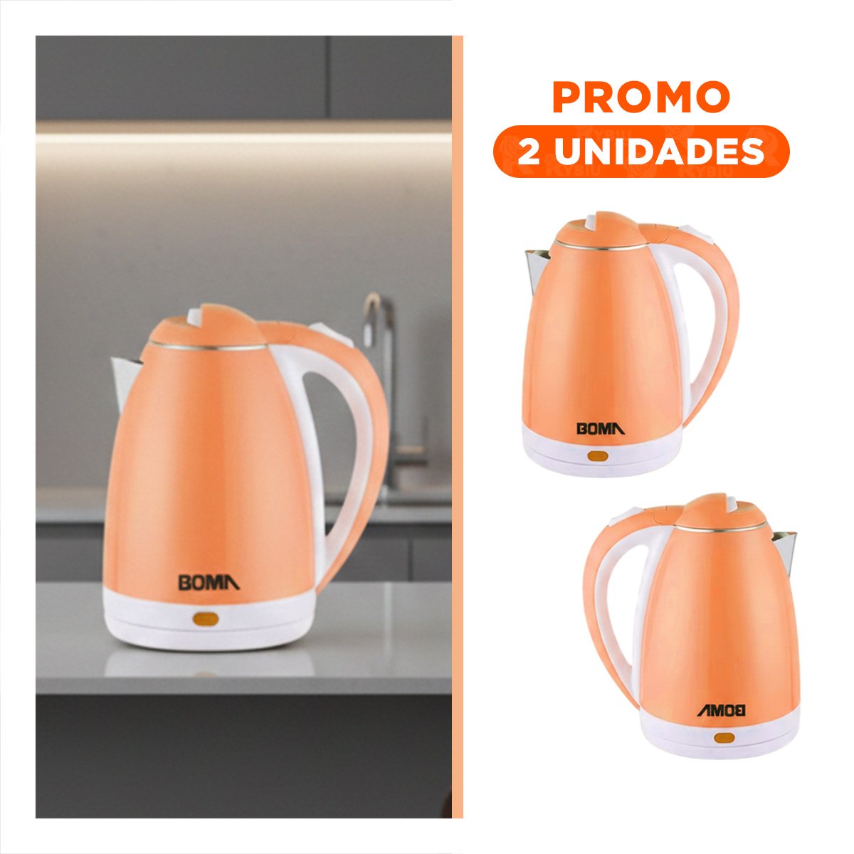 PACK2 CALENTADOR COMPACTO 2L NARANJA PARA AGUA CALIENTE RAPIDA YREGALO STICKER - 1