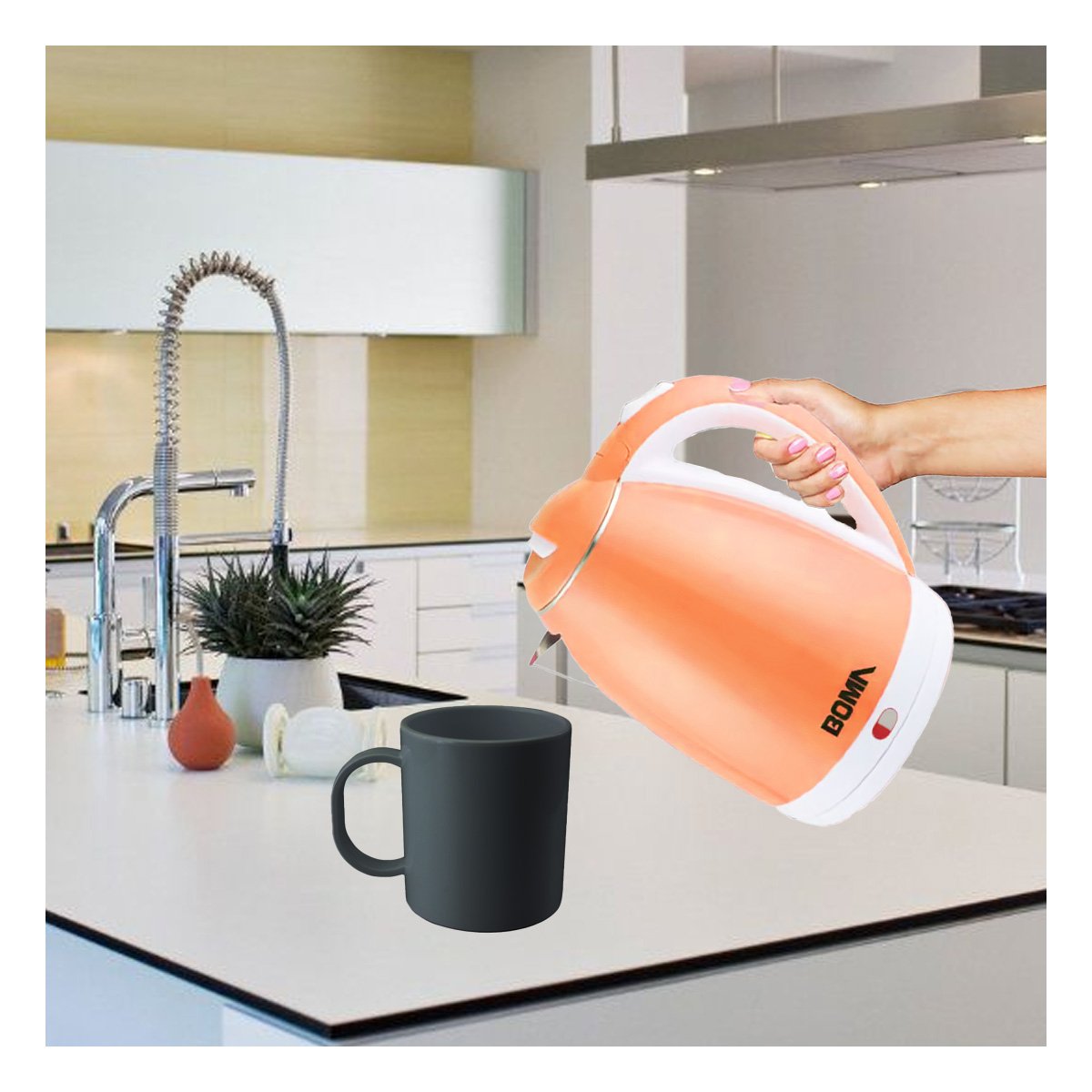 PACK4 CALENTADOR PEQUEÑO 2L NARANJA CON DISEÑO COMPACTO YPAPEL REGALO - 2