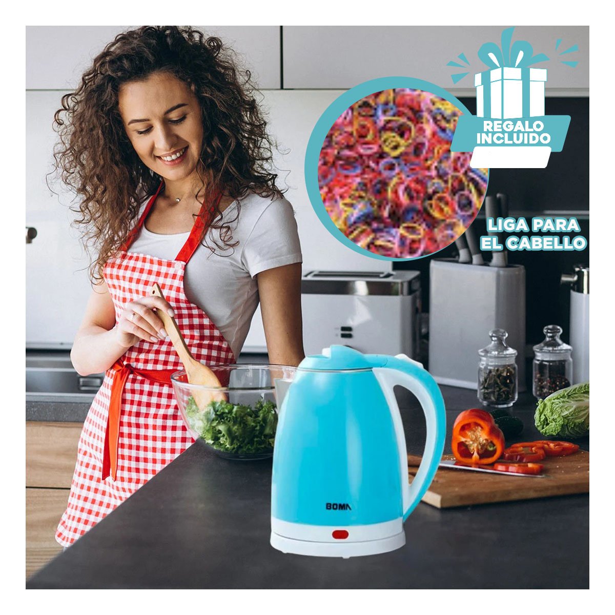 HERVIDOR MODERNO 2L CELESTE CON APAGADO AUTOMATICO YLIGAS REGALO - 2
