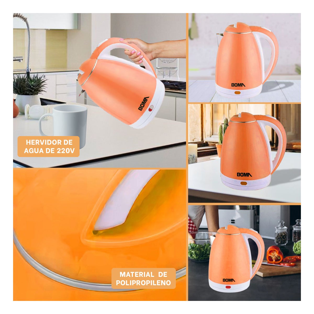 HERVIDOR RAPIDO 2L NARANJA PARA OFICINA Y HOGAR YPAPEL REGALO - 3