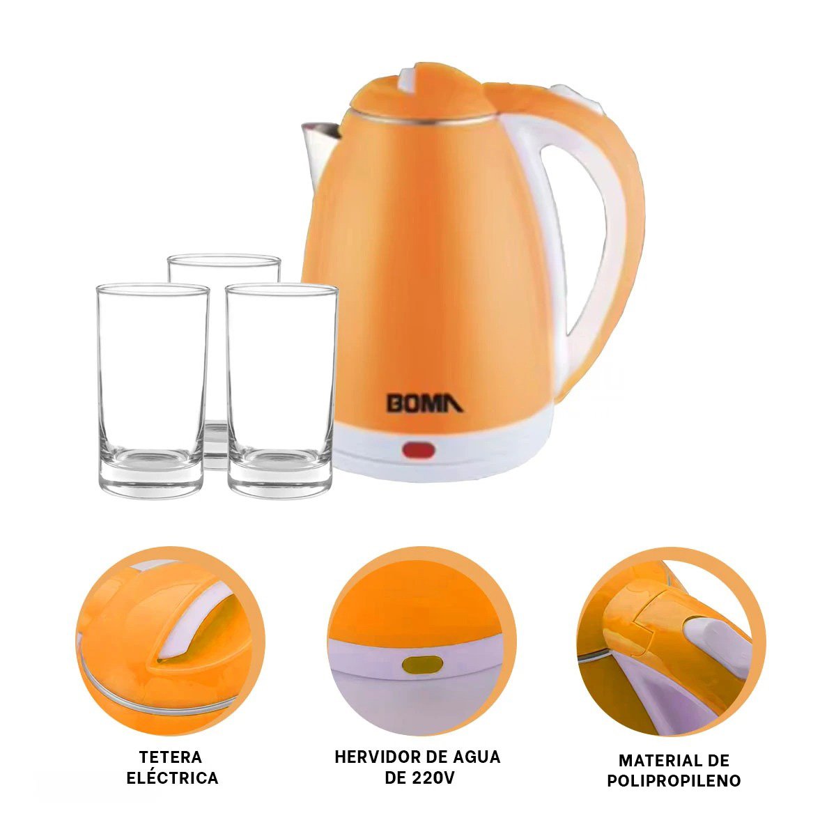 HERVIDOR RAPIDO 2L NARANJA PARA OFICINA Y HOGAR YPAPEL REGALO - 5