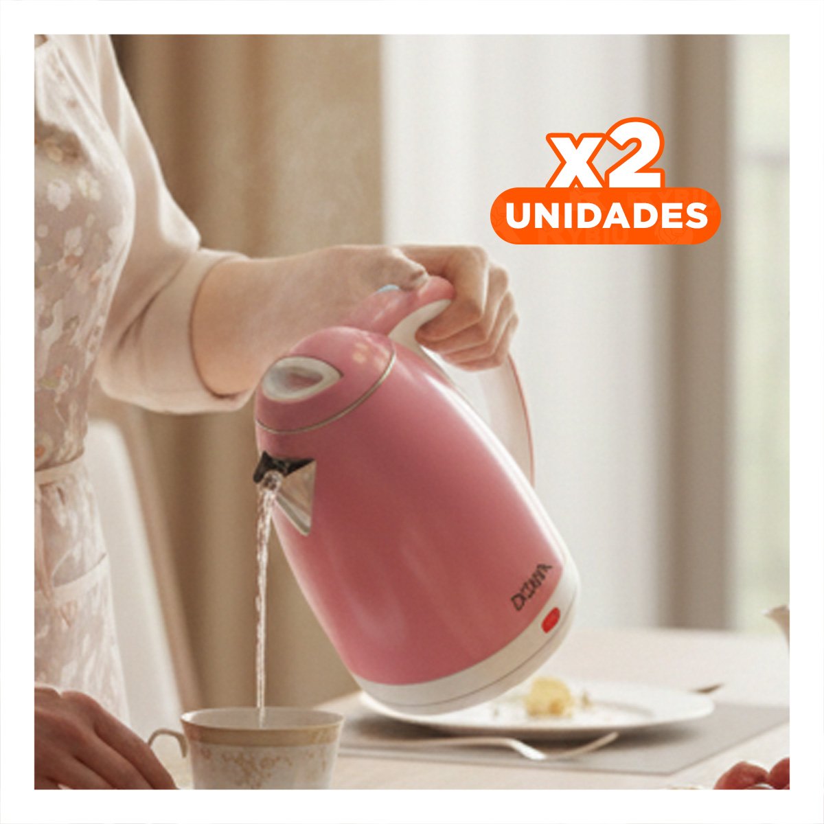 PACK2 CALENTADOR RAPIDO 2L ROSADO CON TECNOLOGIA SEGURA PARA AGUA YPAPEL REGALO - 1