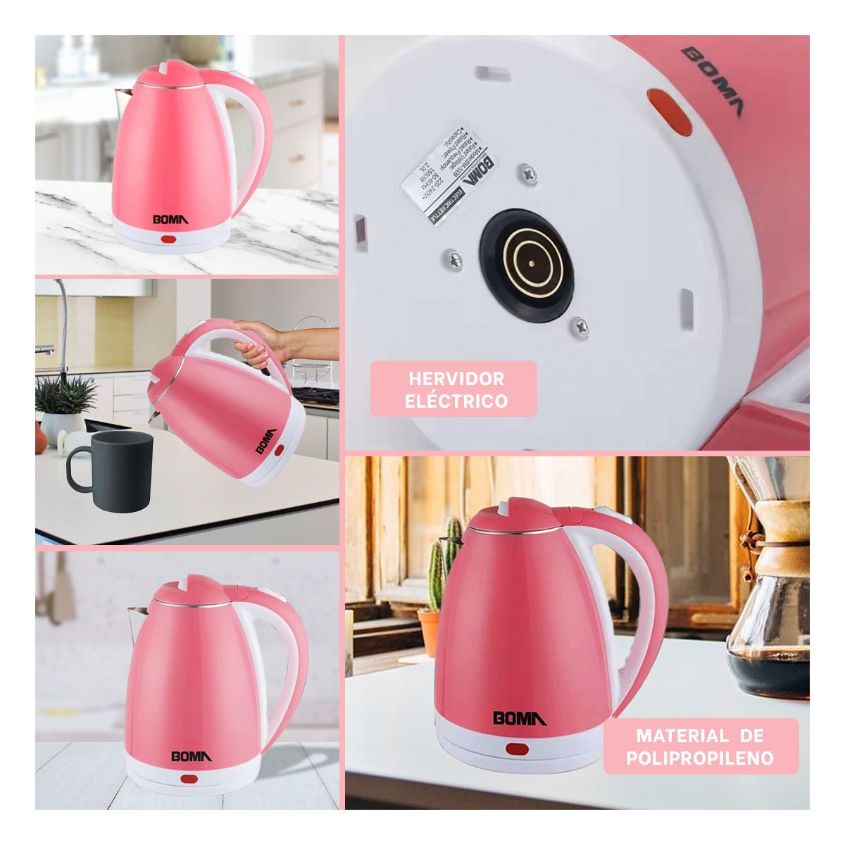 PACK2 CALENTADOR RAPIDO 2L ROSADO CON TECNOLOGIA SEGURA PARA AGUA YPAPEL REGALO - 3