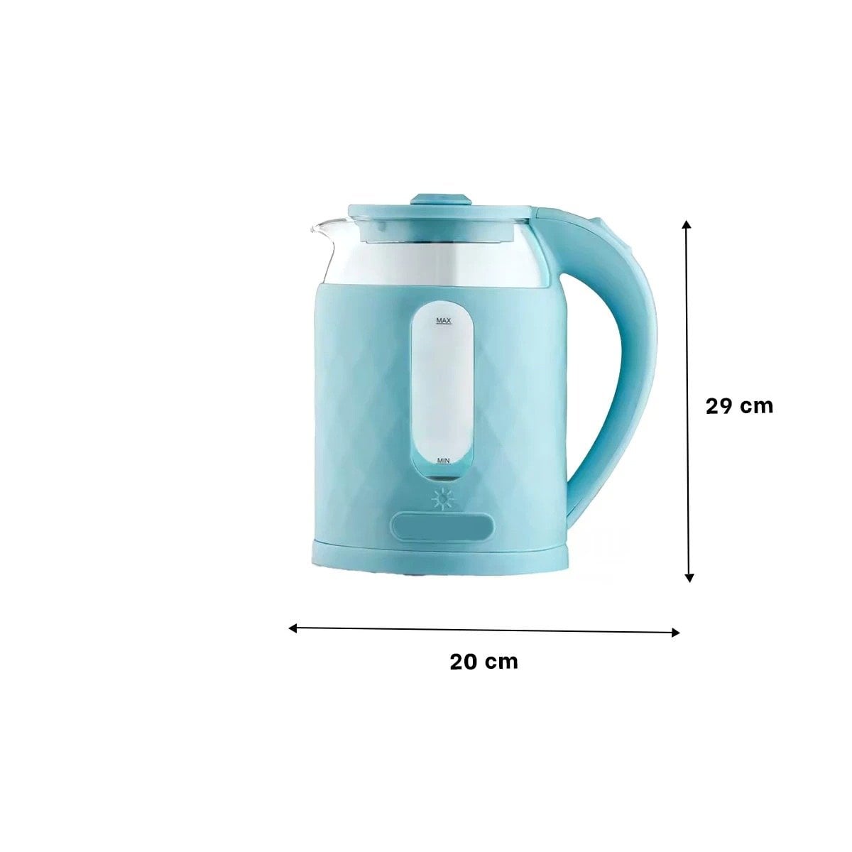 HERVIDOR PORTATIL DE VIDRIO ELECTRICO 2L PARA COCINA Y CAFE COLOR CELESTE - 4