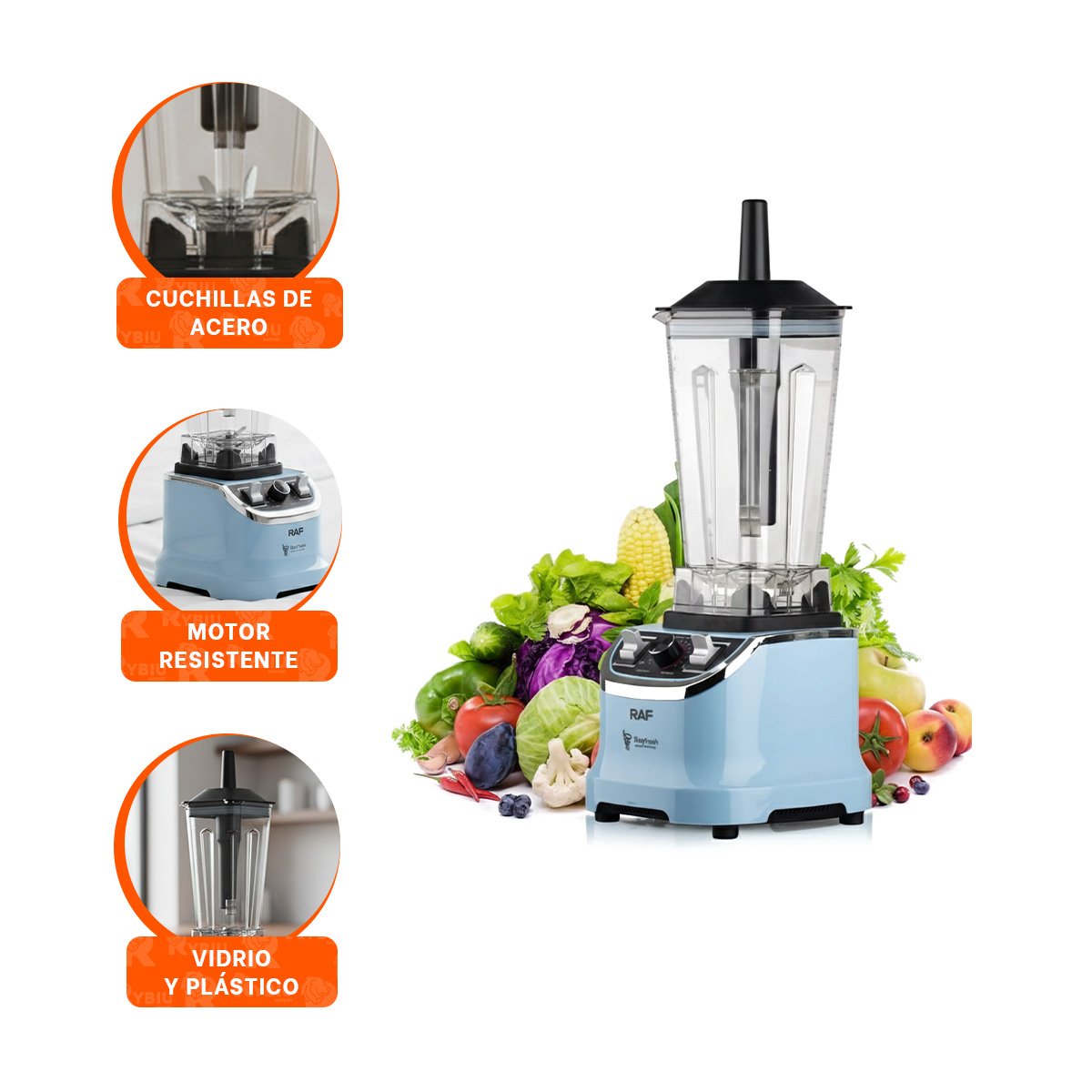 BATIDORA ELECTRICA CELESTE DE 2L CON CUCHILLAS DE ACERO PARA COCINA MODERNA YPAPEL REGALO - 5