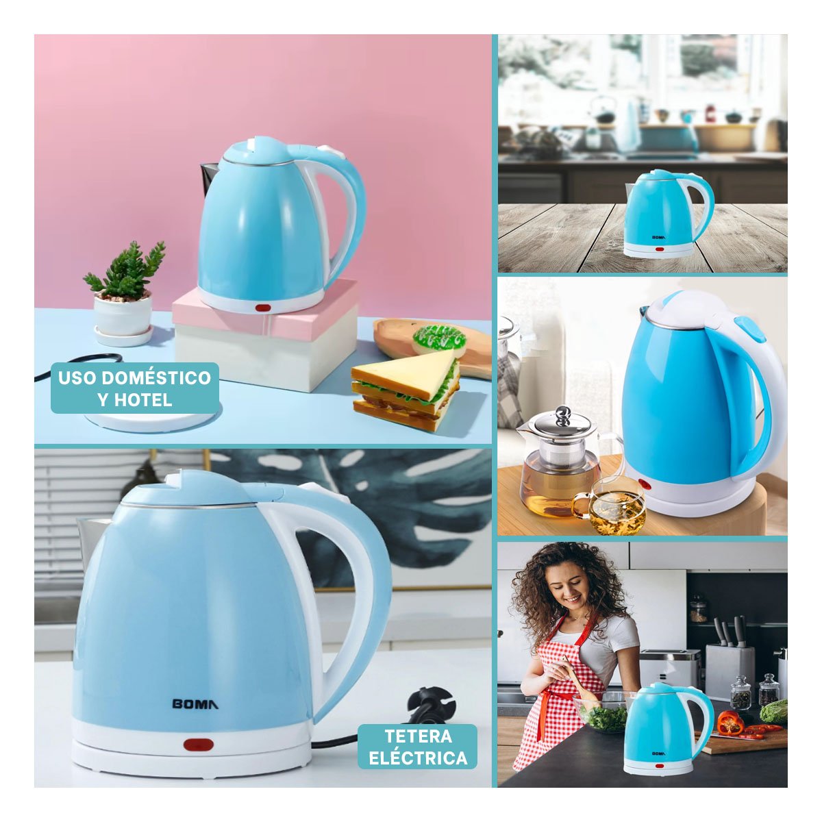 PACK2 CALENTADOR RAPIDO 2L CELESTE CON SISTEMA SEGURO YPAPEL REGALO - 3