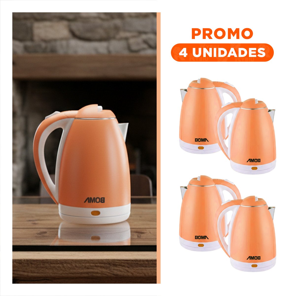 PACK4 CALENTADOR MODERNO 2L NARANJA PARA USO DIARIO EN OFICINA - 1