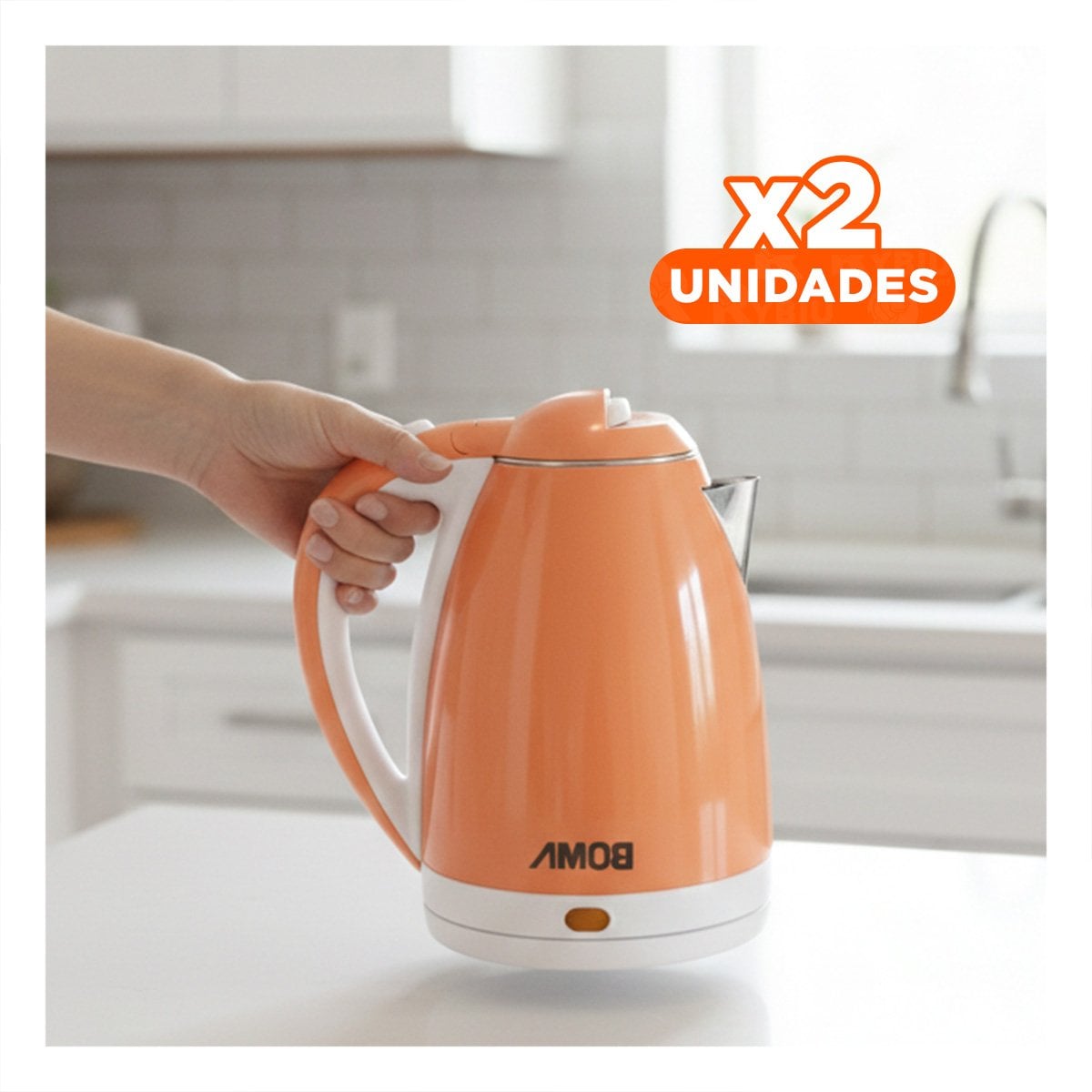 PACK2 CALENTADOR ELECTRICO PORTATIL 2L NARANJA PARA COCINA Y HOGAR - 1