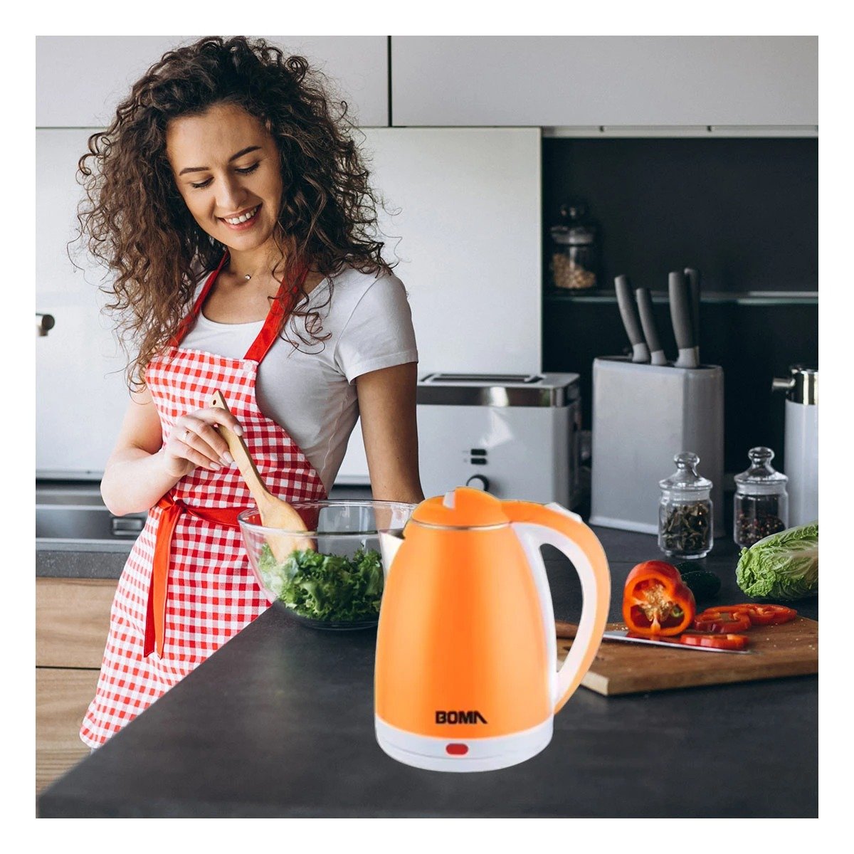 PACK2 CALENTADOR ELECTRICO PORTATIL 2L NARANJA PARA COCINA Y HOGAR - 2