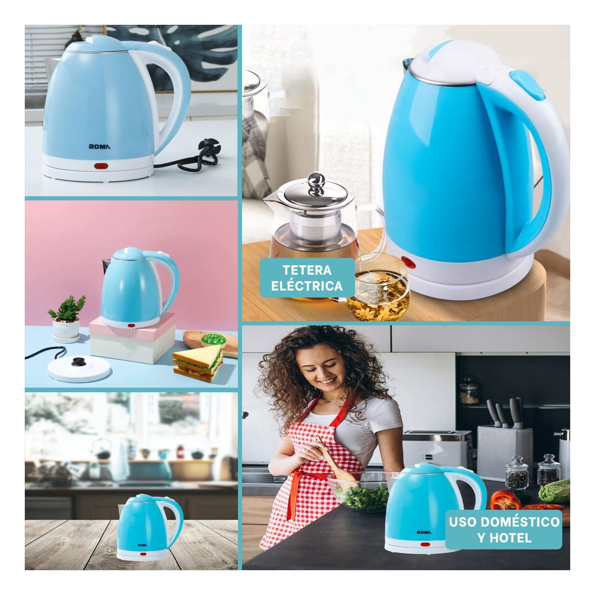HERVIDOR PEQUEÑO 2L CELESTE PARA COCINA Y OFICINA YSTICKY - 2