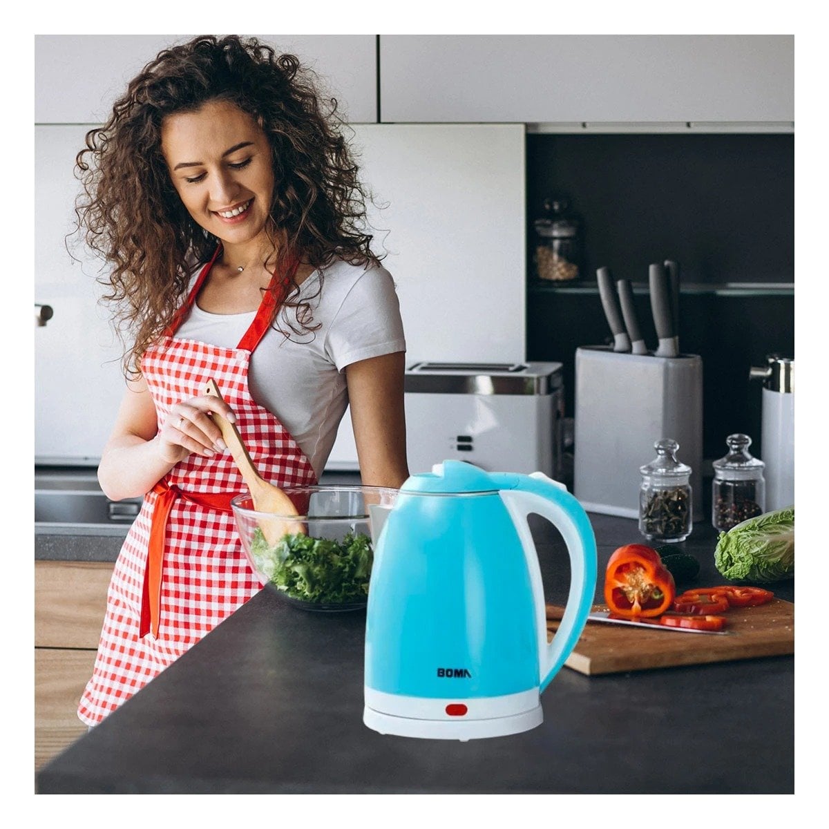 HERVIDOR PEQUEÑO 2L CELESTE PARA COCINA Y OFICINA YSTICKY - 3
