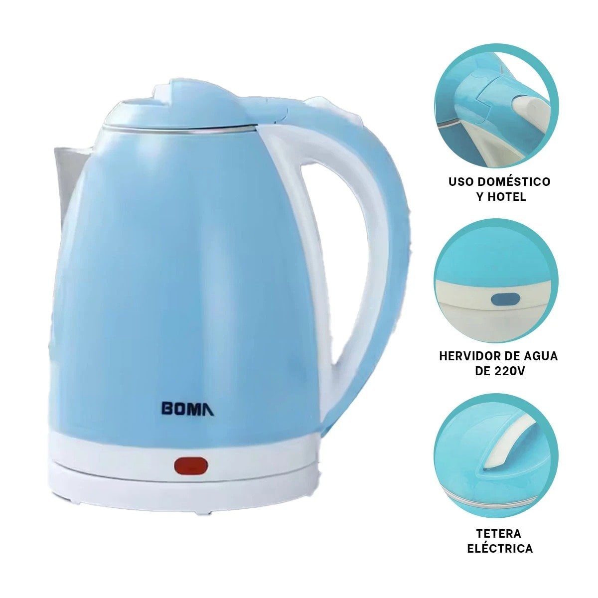 HERVIDOR PEQUEÑO 2L CELESTE PARA COCINA Y OFICINA YSTICKY - 5