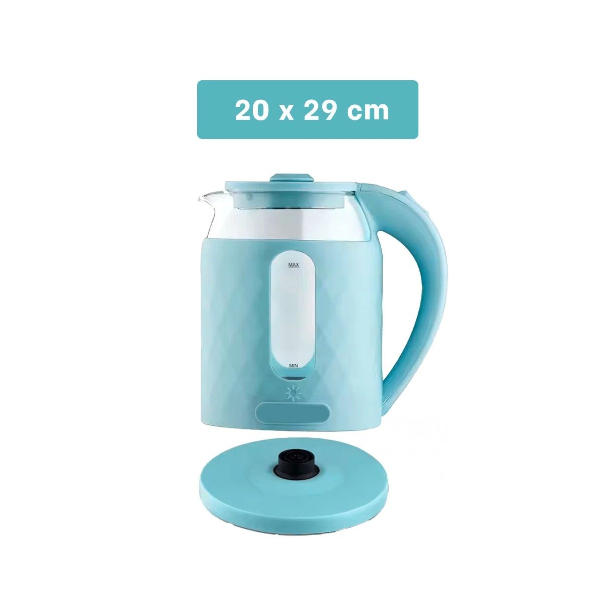 PACK6 HERVIDOR PORTATIL ELECTRICO COLOR CELESTE DE VIDRIO 2L CON FUNCIONAMIENTO RAPIDO - 4