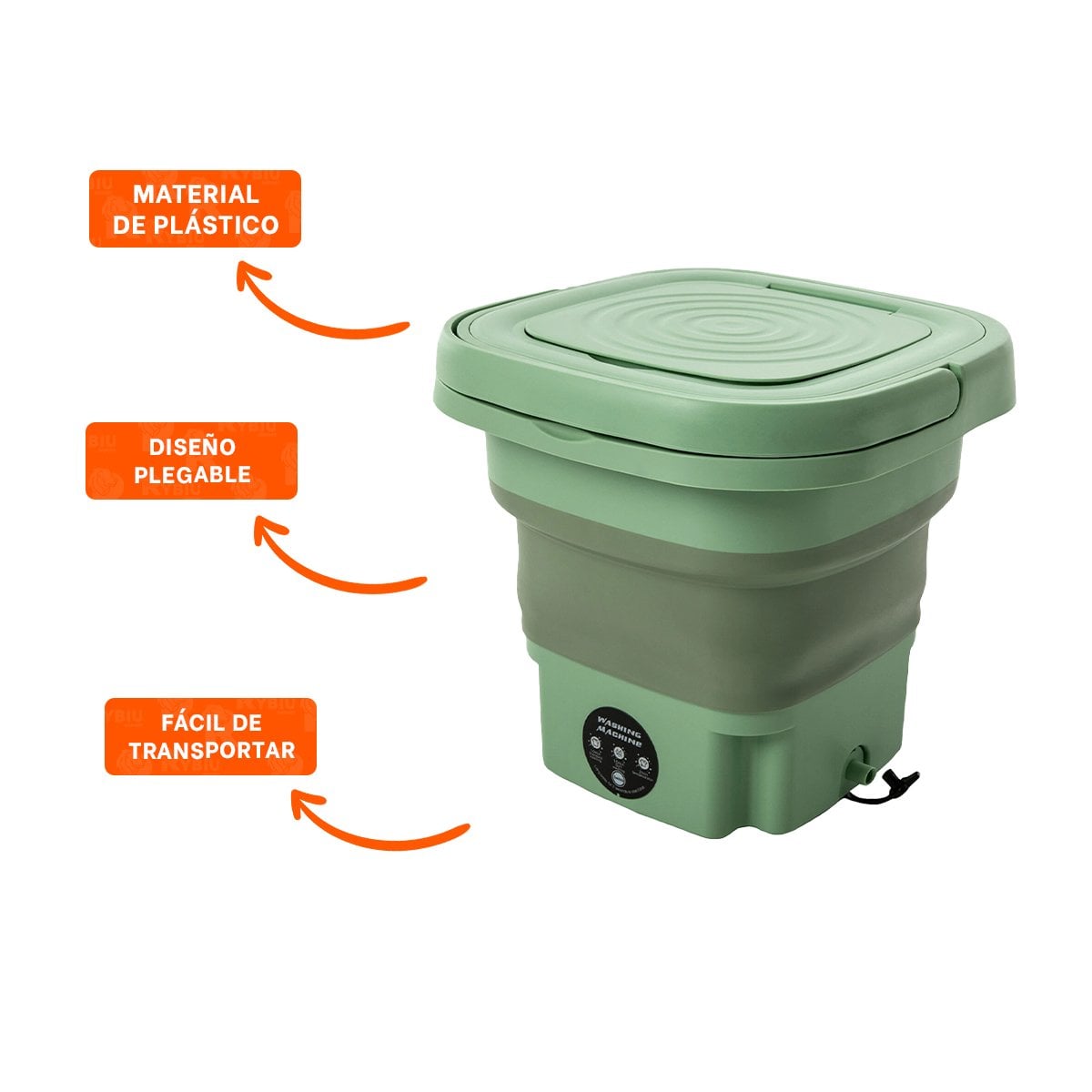 LAVADORETA MINI VERDE DE PLASTICO PORTATIL PARA DEPARTAMENTOS LIMA YPAPEL REGALO - 5
