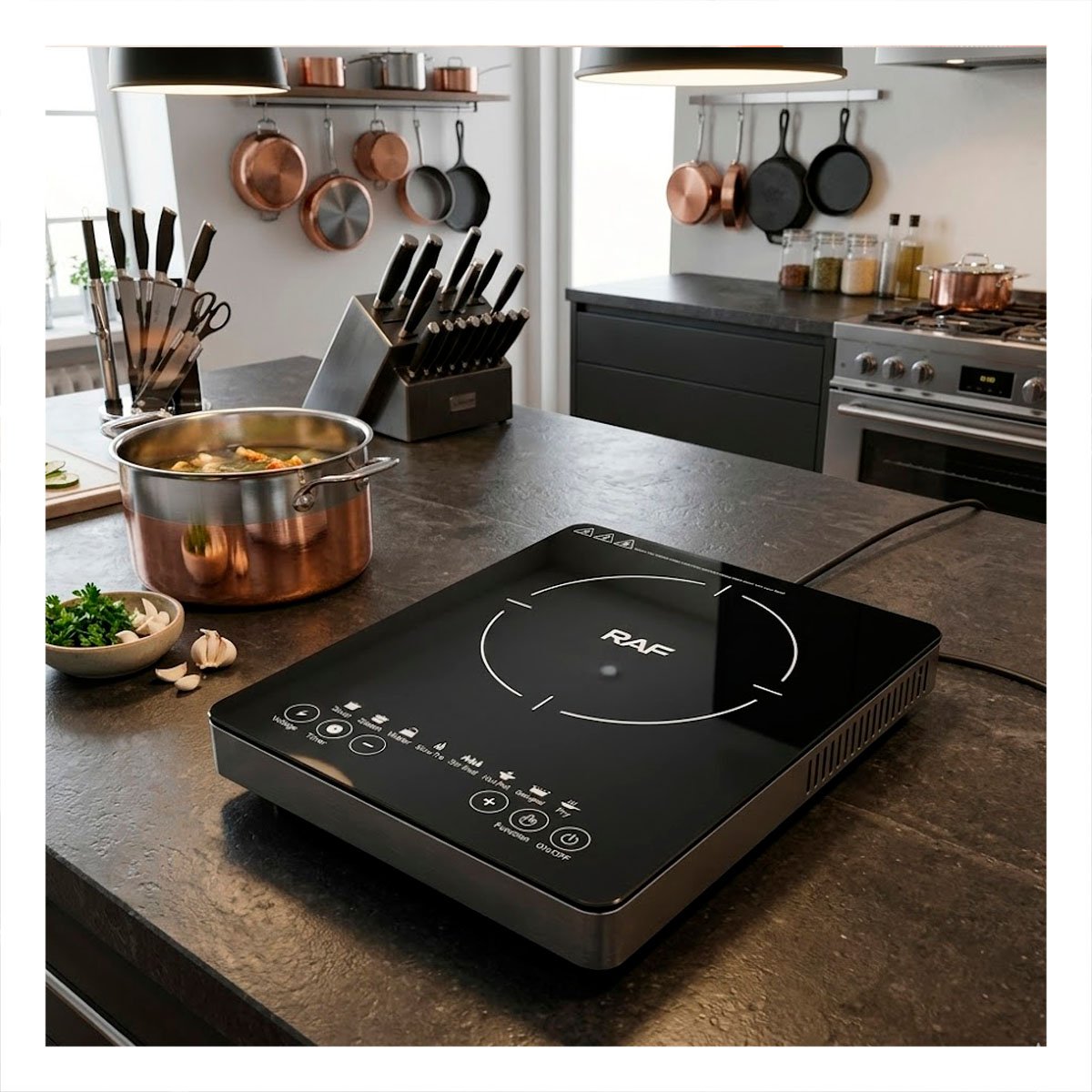 COCINA DE INDUCCION PORTATIL 1 HORNILLA NEGRO PARA COCINA MODERNA - 1