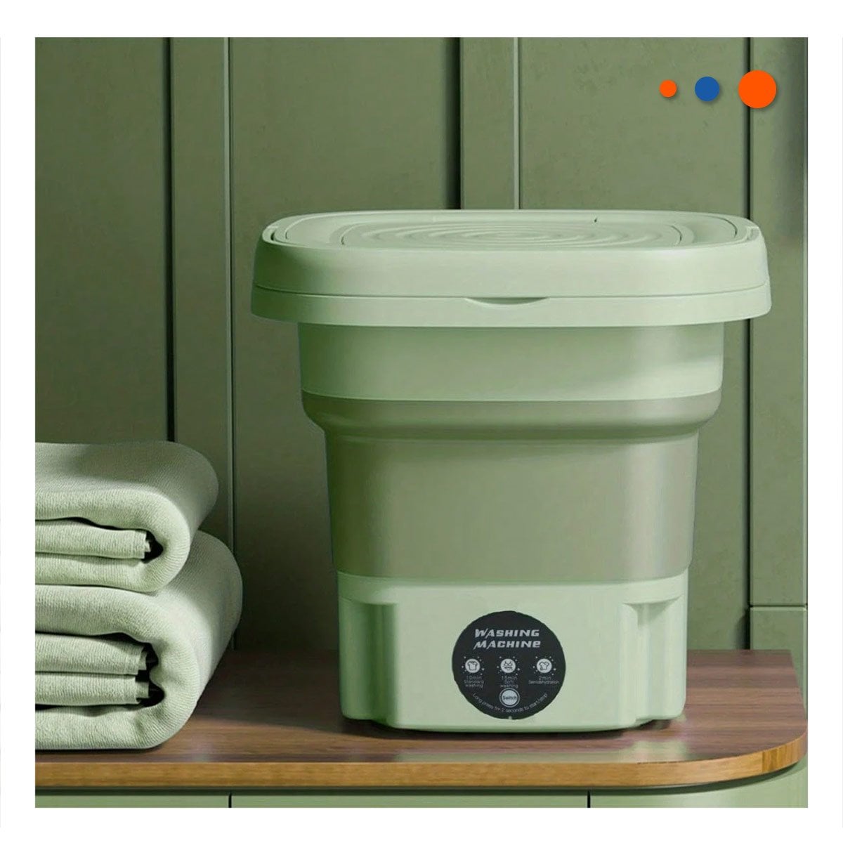 LAVA ROPA VERDE PLEGABLE DE PLASTICO MINI PARA EL HOGAR Y PARA VIAJE YREGALO STICKER - 5