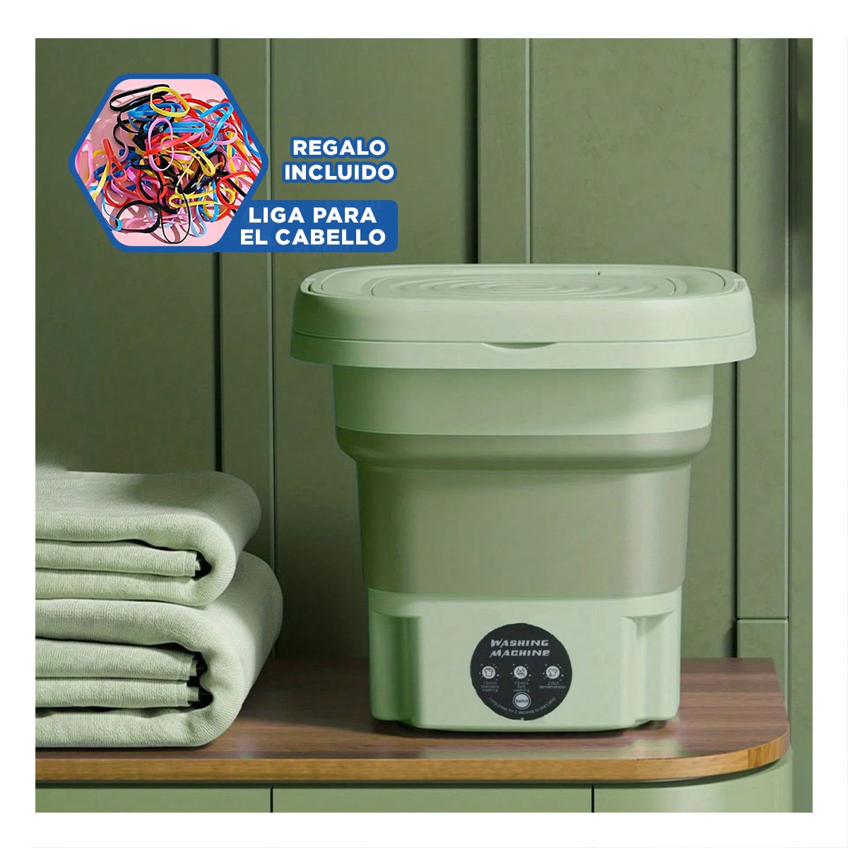 EQUIPO DE LAVADO DE PLASTICO VERDE MINI PORTATIL PARA ROPA DE BEBE DE YLIGAS REGALO - 2