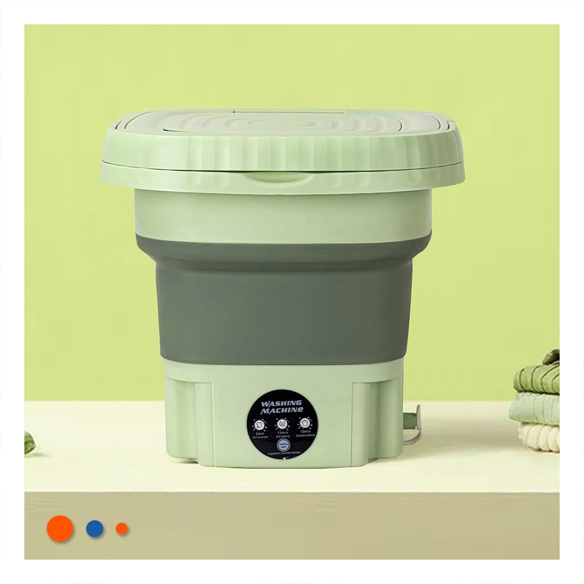 LAVADORA PORTATIL PLEGABLE DE PLASTICO VERDE PARA ROPA EN CASA PERU - 5