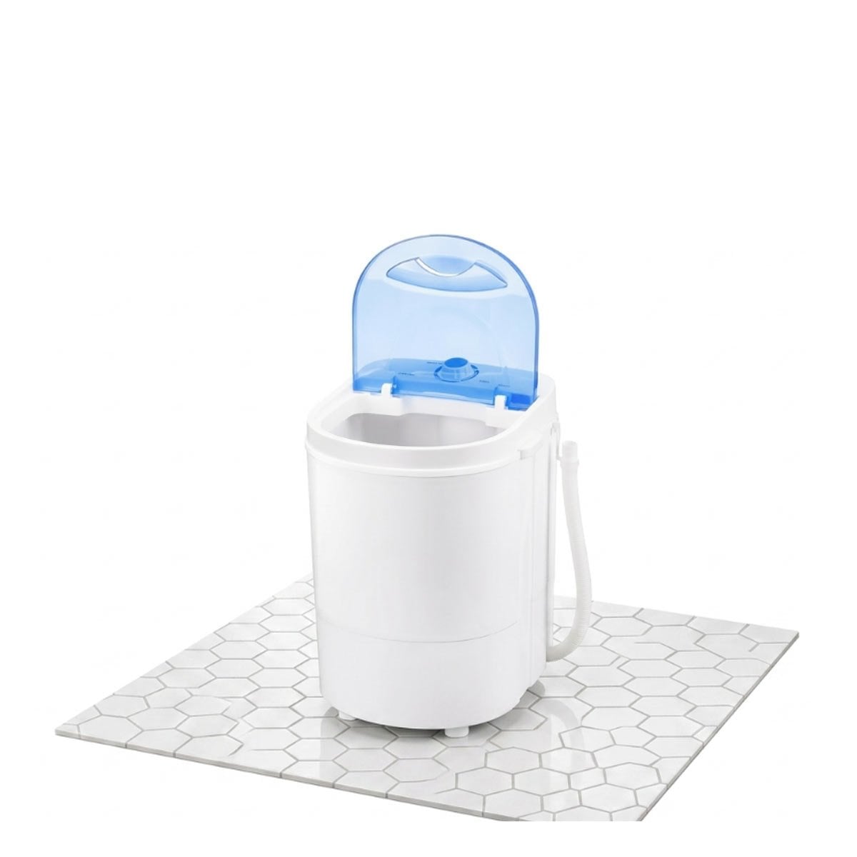 MAQUINA DE LAVAR COLOR BLANCO Y AZUL MINI PORTATIL 55X32X28 CM YREGALO STICKER - 1