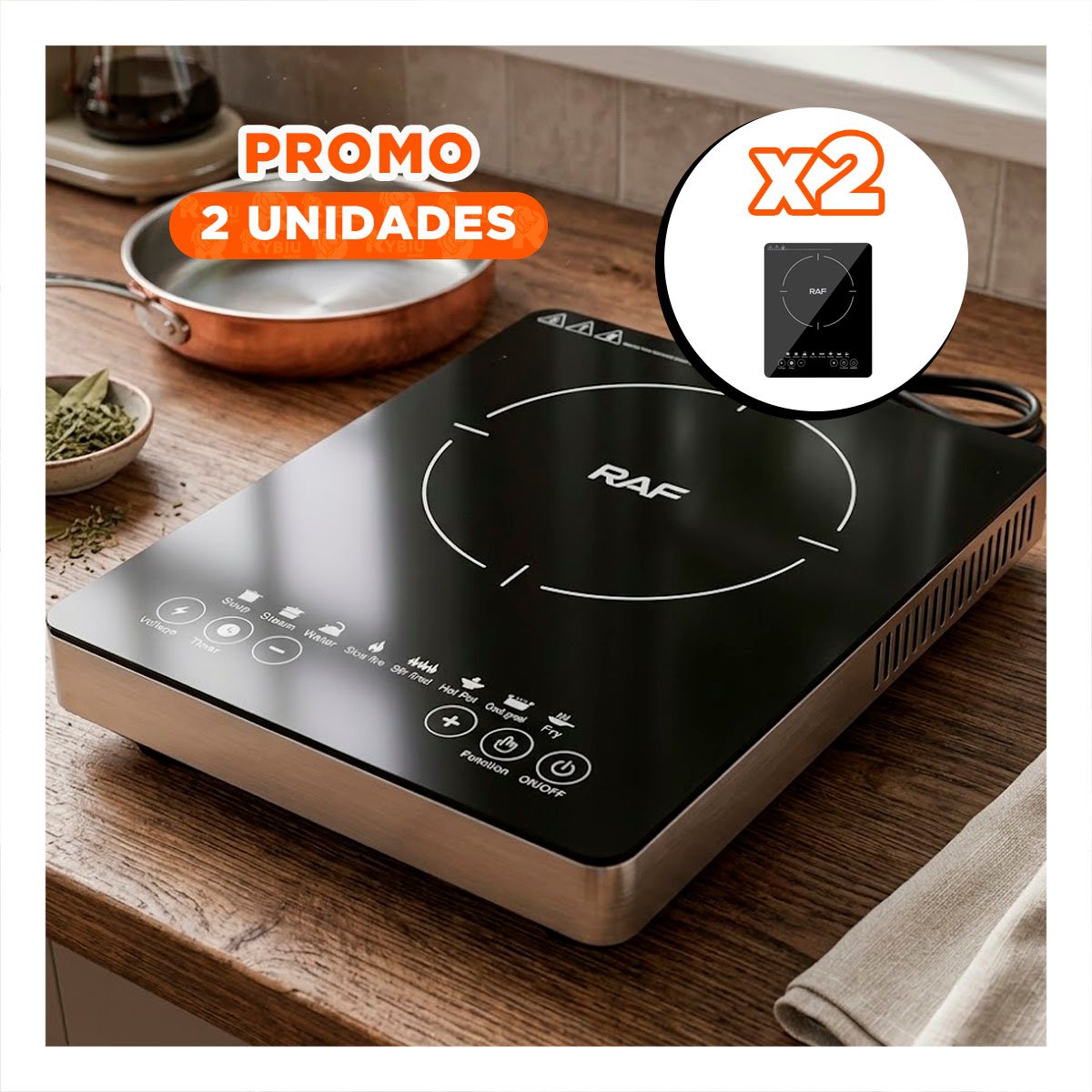 PACK2 COCINA ELECTRICA DE INDUCCION NEGRO PARA ESPACIOS PEQUENOS - 1