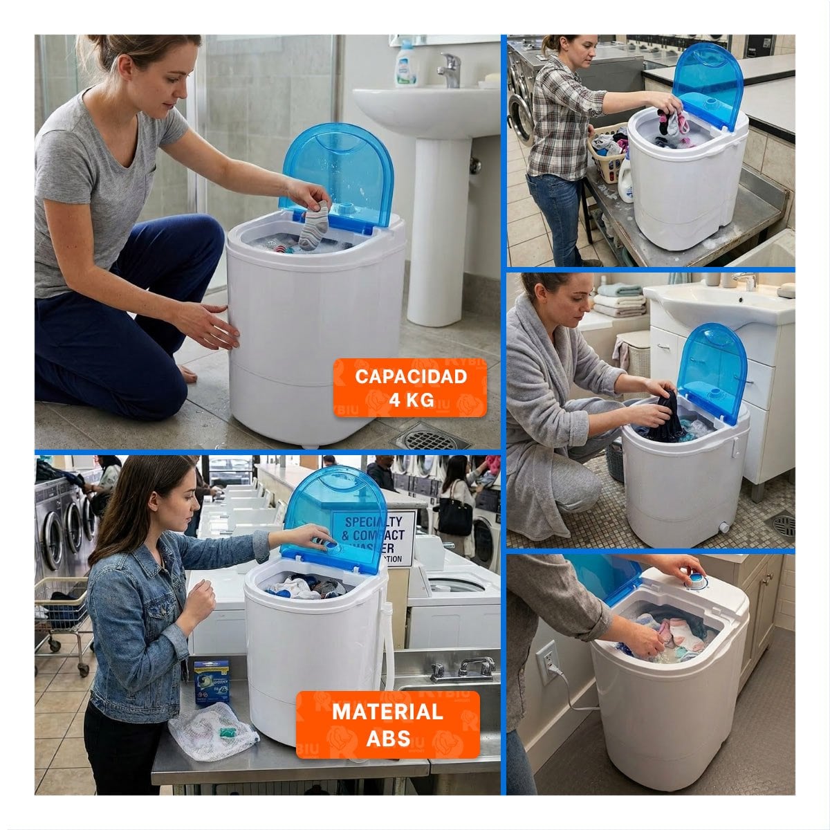 EQUIPO DE LAVADO COMPACTO BLANCO Y AZUL PARA HOGAR 55X32X28 CM YLIGAS REGALO - 1