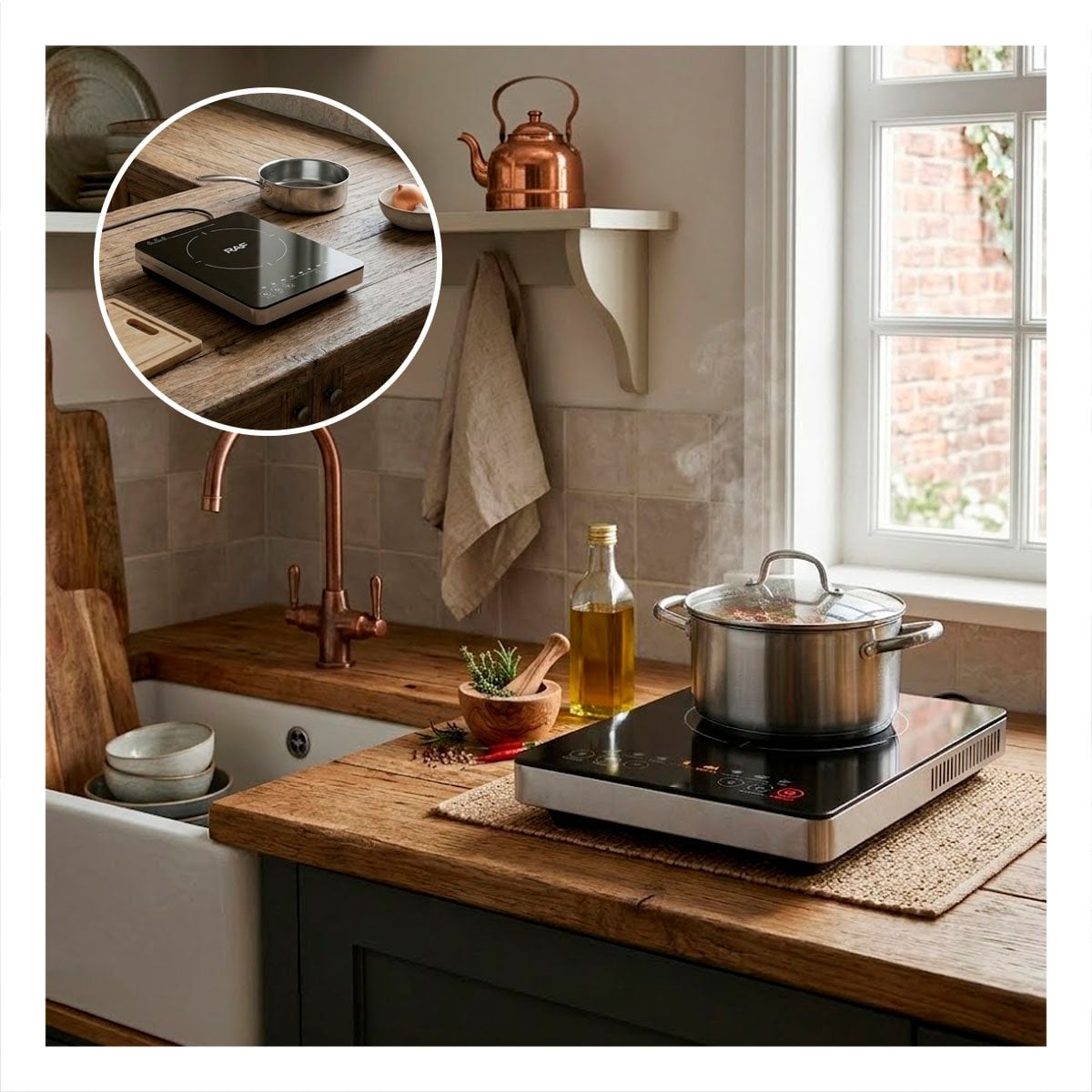 ESTUFA DE INDUCCION NEGRO CON 1 HORNILLA PARA COCINA HOGAR YPAPEL REGALO - 2