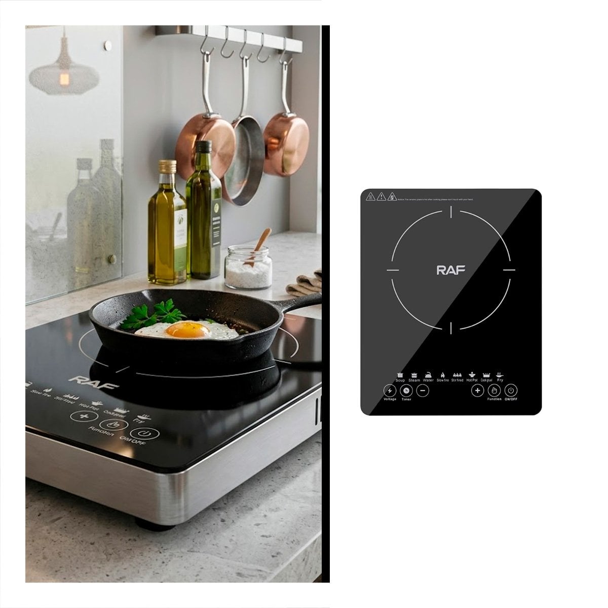 ESTUFA DE INDUCCION NEGRO CON 1 HORNILLA PARA COCINA HOGAR YPAPEL REGALO - 5