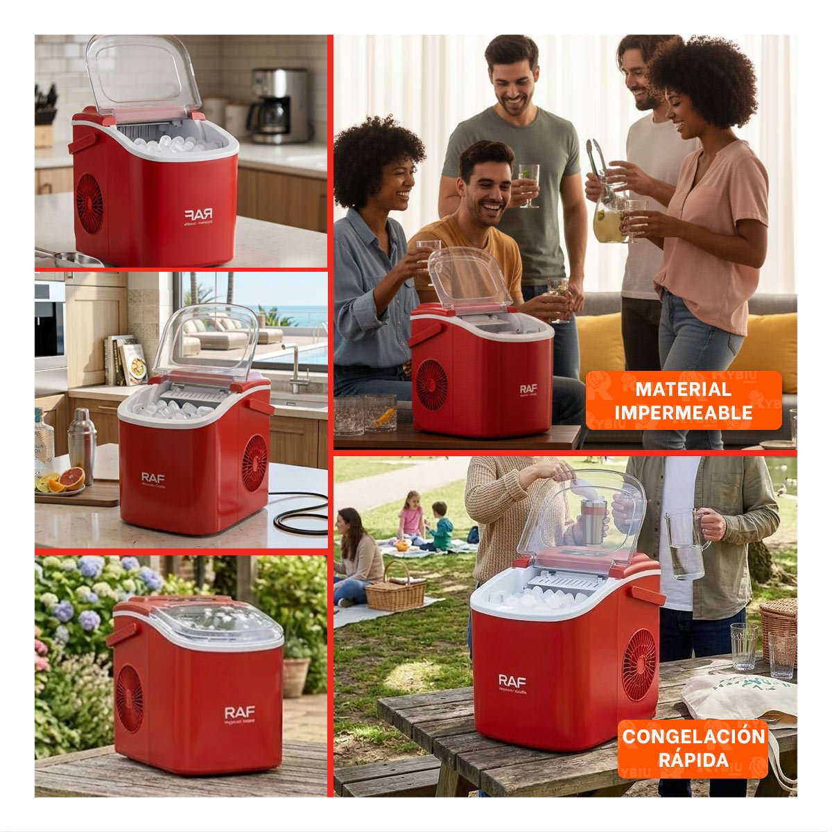 PRODUCTOR DE PLASTICO COLOR ROJO PARA HIELO MODERNO EN COCINA Y OFICINA YPAPEL REGALO - 3
