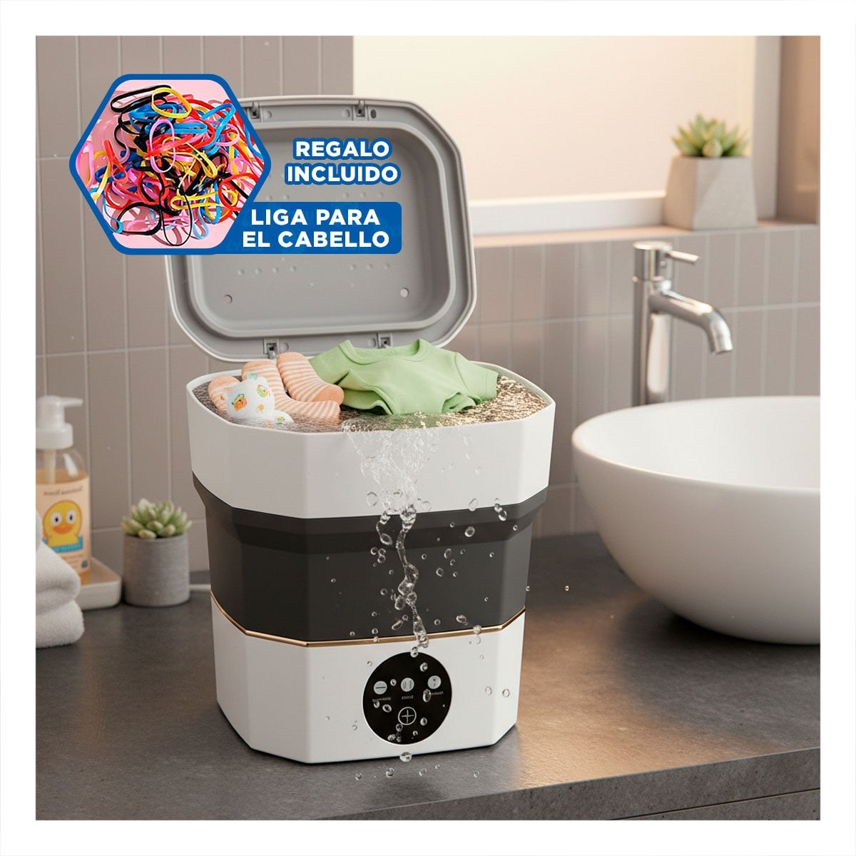 EQUIPO DE LAVADO COMPACTO NEGRO Y BLANCO PARA HOGAR 26X26X24,5 CM YLIGAS REGALO - 2