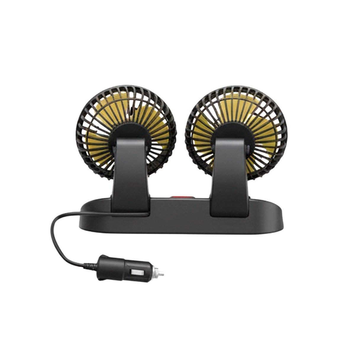EXTRACTOR DE AIRE PARA VEHICULO DOBLE CABEZAL POTENTE NEGRO CON AMARILLO YREGALO STICKER - 1