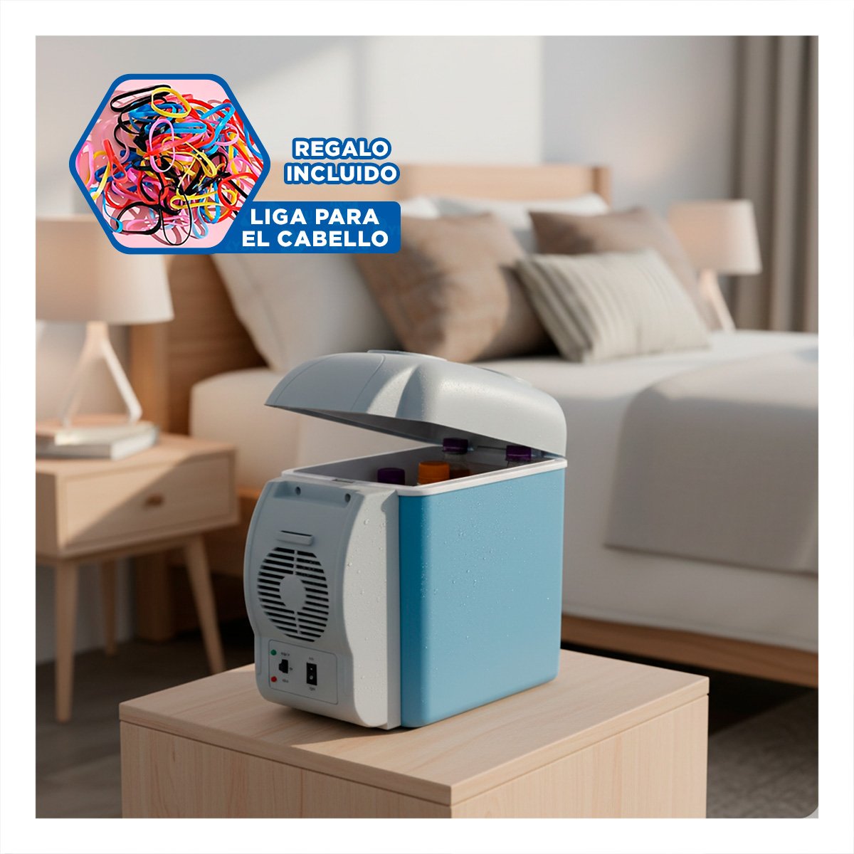 MINI REFRI DE CARRO 7.5L PORTATIL AZUL PARA CAMPING CON CONEXION DE 12V YLIGAS REGALO - 2