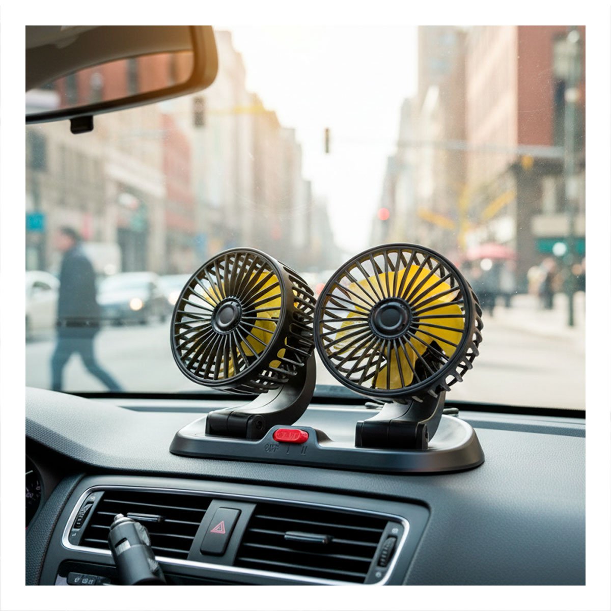 PACK6 EXTRACTOR DE AIRE PARA VEHICULO DOBLE CABEZAL NEGRO CON AMARILLO Y AJUSTE YPAPEL REGALO - 2
