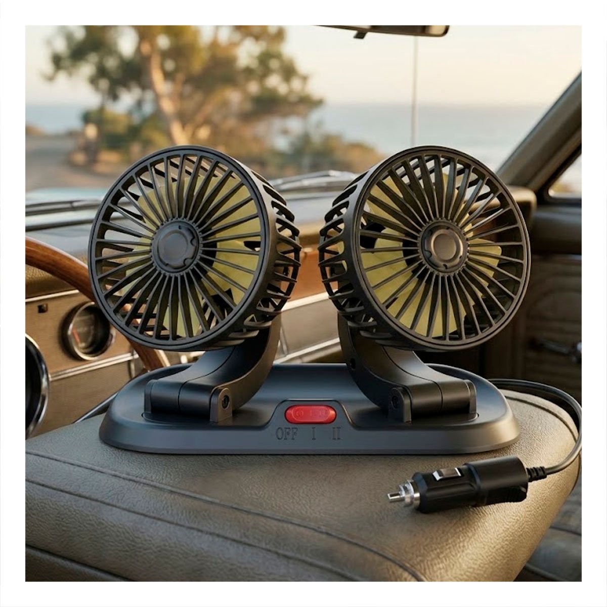 PACK6 EXTRACTOR DE AIRE PARA VEHICULO DOBLE CABEZAL NEGRO CON AMARILLO Y AJUSTE YPAPEL REGALO - 5