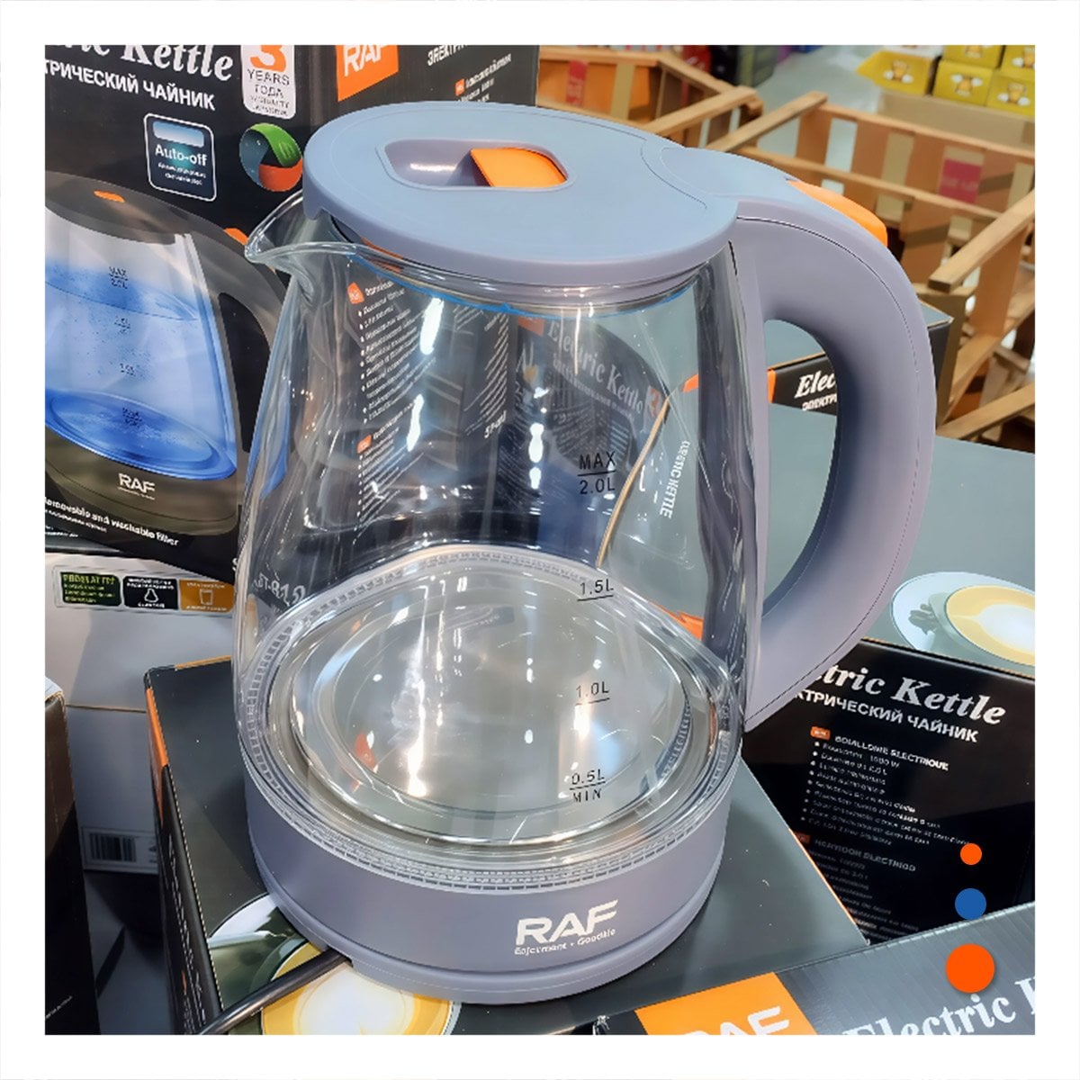 PACK4 HERVIDORA ELECTRICA DE VIDRIO CON ACERO GRIS DE 2 LITROS PARA CASA - 2
