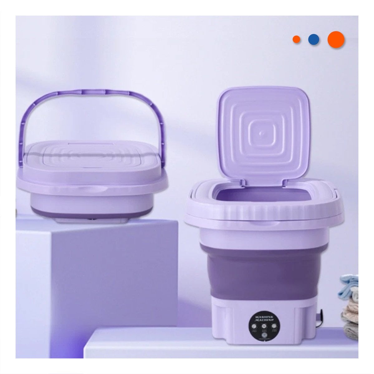 PACK6 LAVARROPAS PLEGABLE PORTATIL DE PLASTICO MORADO PARA ROPA DE ESTILO CASA - 2