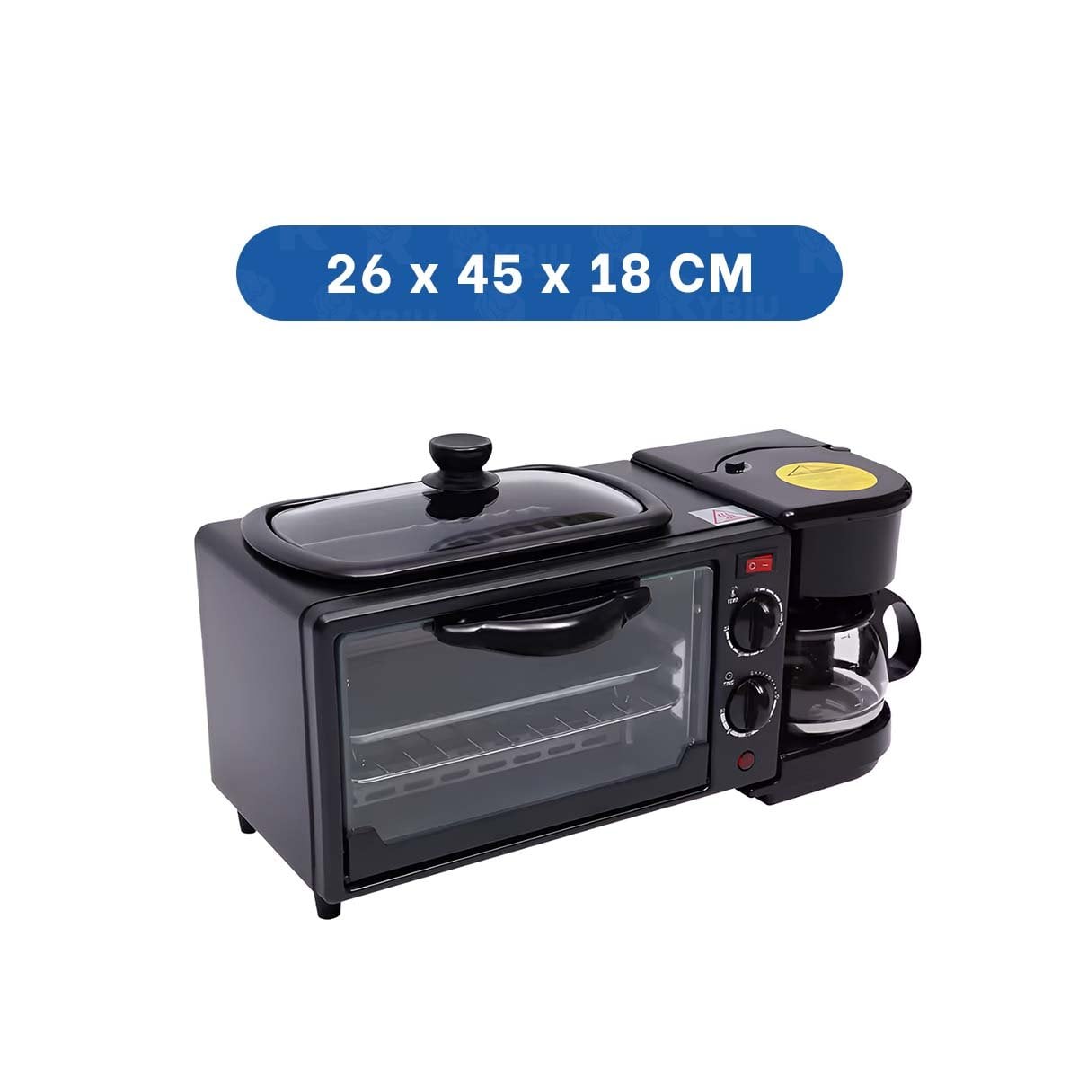 ELECTRODOMESTICO INTEGRADO DE HORNO CON CAFETERA 3 EN 1 NEGRO DE VIDRIO YLIGAS REGALO - 4