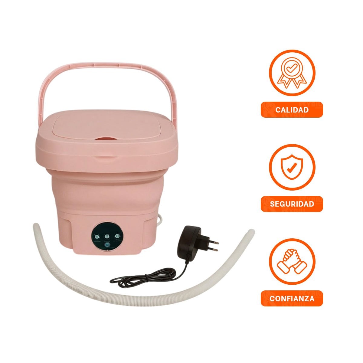 MAQUINITA DE LAVAR PLEGABLE PORTATIL PARA ESPACIOS CHICOS EN COLOR ROSADO YSTICKY - 5