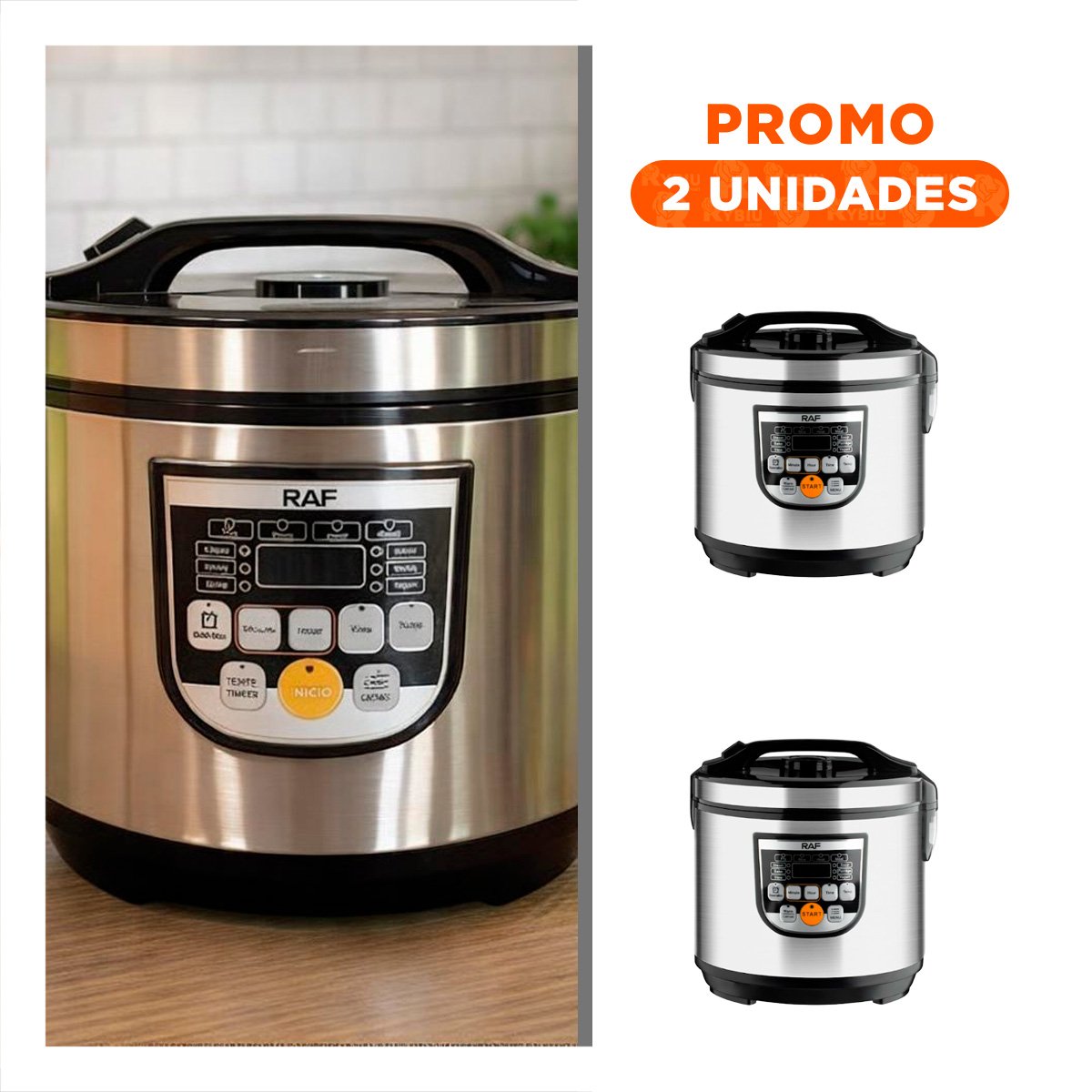 PACK2 OLLA DE 5L PLATEADA CON REVESTIMIENTO DE ALUMINIO PARA COCINAR RAPIDO YREGALO STICKER - 1