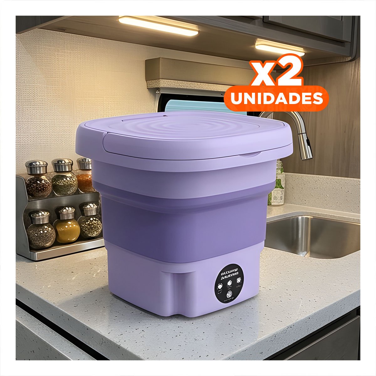 PACK2 LAVADOR PORTATIL PLEGABLE DE PLASTICO COLOR MORADO PARA ROPA DE ESTILO - 1
