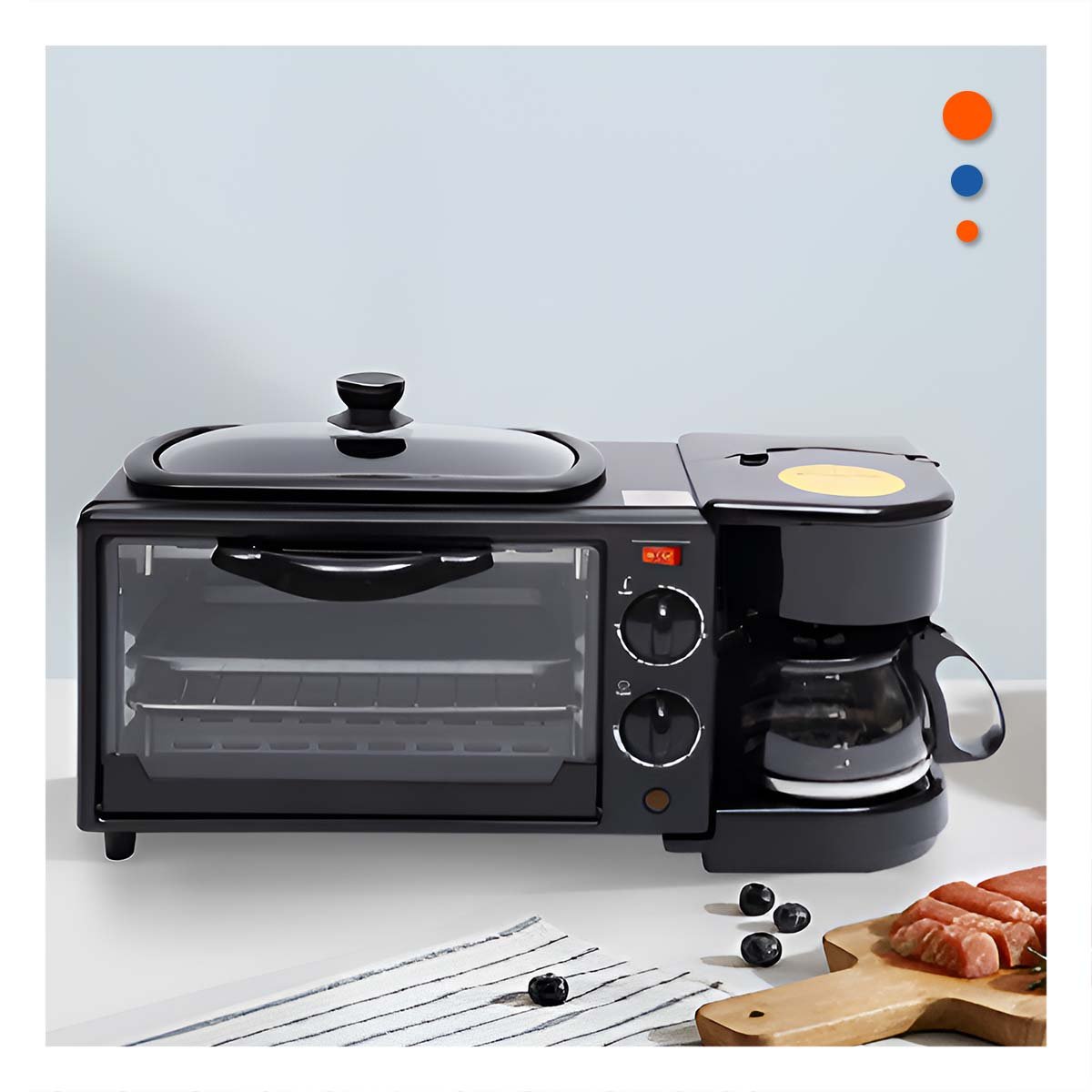 PACK2 COMBO PARA COCINA CON HORNO Y CAFETERA 3 EN 1 NEGRO VIDRIO DE BOROSILICO YREGALO STICKER - 3