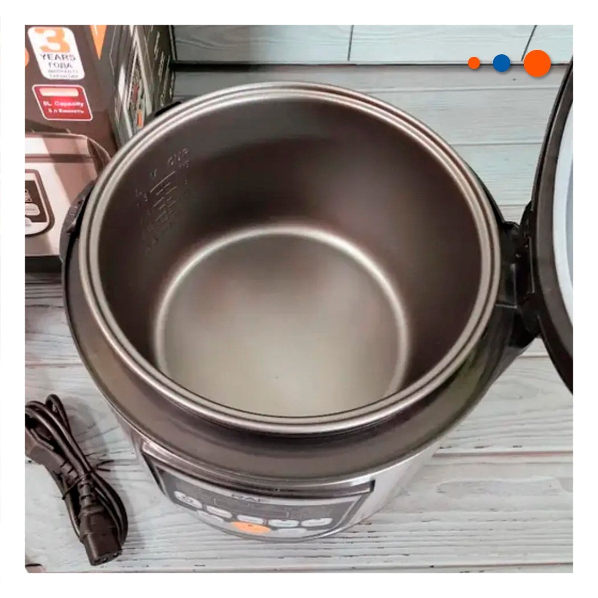 OLLA PARA ARROZ 5L DE COLOR PLATEADO CON TAPA DE VIDRIO REFORZADO EN CASA YREGALO STICKER - 2