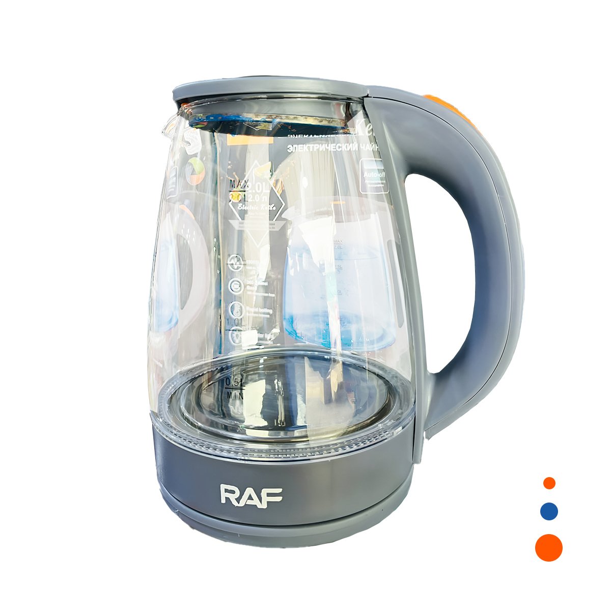 PACK6 TETERA ELECTRICA COLOR GRIS DE ACERO CON VIDRIO DE 2 LITROS PARA COCINA YREGALO STICKER - 2